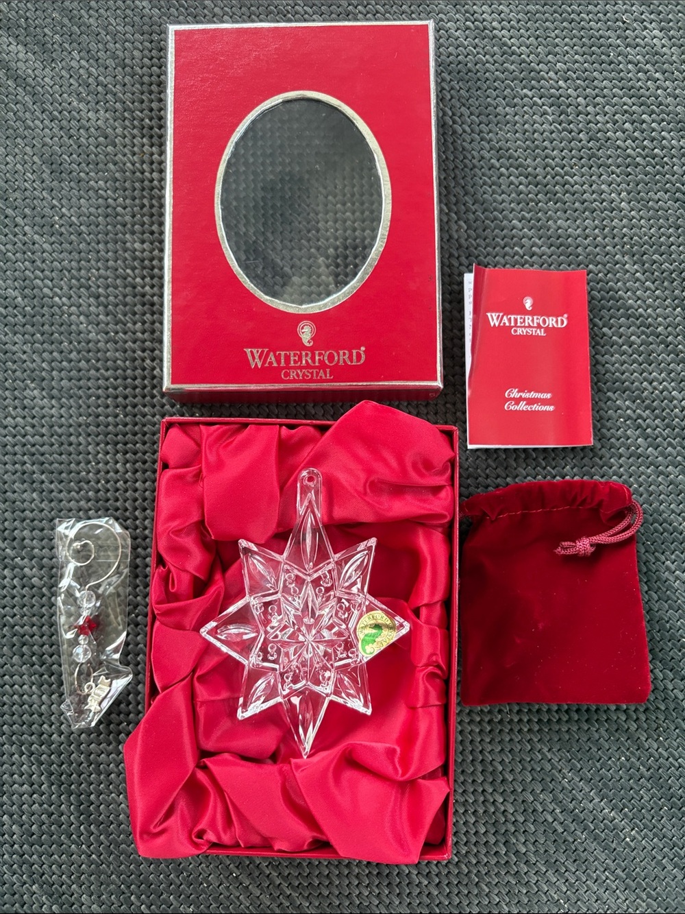 Waterford Crystal Clear Eight-Point Star Ornament with Red Presentation Box